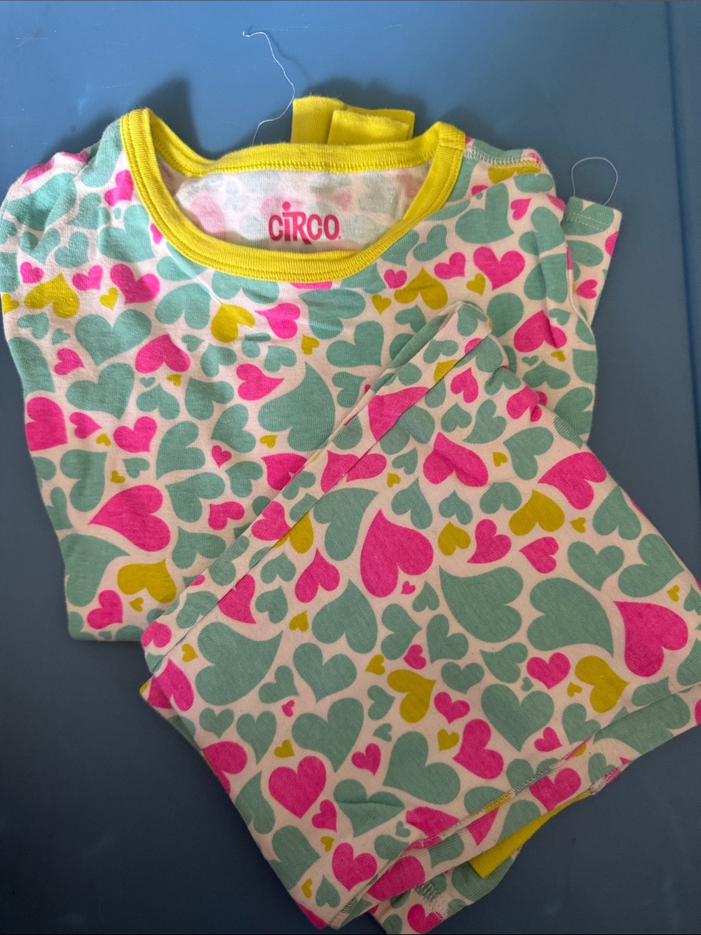 Circo Pink, Teal & Yellow Heart-Print Pajama Set